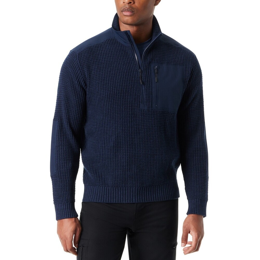 Bass Outdoor Sweater Men's Small Blue Long Sleeve Quarter-Zip Pullover MAC81